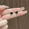 Pendientes de Corazón de Amor con Incrustaciones de Diamantes Coreanos de Lujo Ligero Frescos de Nicho Temperamento Diseño de Gama Alta Pendientes Pendientes