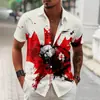 Comércio Exterior Amazon Venda Quente Camisa Masculina com Estampa Digital 3D Dia Nacional Canadense Manga Curta com Bolso Canguru Calças