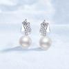 Aretes de Plata Esterlina S925 con Perlas de Agua Dulce para Mujer, Aretes Coreanos de Rosa con Moissanita, Color D, 20 Aretes de Moissanita
