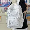 Mochila linda de niña con estrellas estampadas por todas partes, adecuada para estudiantes de secundaria y preparatoria, elegante y ligera