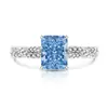 Transmisión en Vivo Venta Caliente Anillo Rectangular Trenzado Corte Flor de Hielo Incrustado con Gemas de Colores Anillo de Diamante de Alto Carbono Joyería Envío Directo