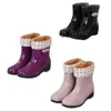 Botas de Chuva Femininas de Cano Médio Forradas com Lã Quentes Antiderrapantes Sapatos Aquáticos Nova Moda Botas de Chuva Adultas Resistentes ao Desgaste Botas Aquáticas Sapatos de Borracha para Cozinha