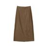 Falda sencilla de cintura alta para mujer, diseño de otoño e invierno, nicho con sentido del diseño, abertura trasera, falda recta, falda midi negra, falda de piel sintética