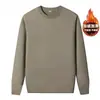 Camada de base masculina personalizada de manga comprida, novo estilo, quente para outono e inverno, forrada com fleece, espessada, moletom masculino de cor sólida