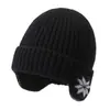 Gorro de Punto Cálido Forrado de Lana para Hombre con Ala Ancha para Deportes al Aire Libre Engrosado Protección para los Oídos para Esquí Ciclismo Gorro de Lana a Prueba de Frío