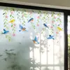 Fun-b275 Estampado Floral de Primavera y Pájaros Hojas Caídas Pegatina para Ventana de Vidrio de Balcón Exterior Decoración de Embellecimiento del Hogar Autoadhesiva