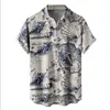Exportação Transfronteiriça Camisas Havaianas Masculinas Moda Estampa 3D Impressão Digital Manga Curta Tops Atacado Estilo Tropical