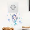 Pegatina de Sirena Linda de Dibujos Animados para Interruptor Pegatina de Pared Autoadhesiva Decoración de Enchufe de Interruptor de Habitación Pegatina Decorativa BR-S016
