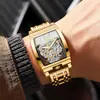 Moda Barril Engranaje de Motocicleta Tira Reloj Hueco Tourbillon Reloj de Cuero para Hombre Personalizado Impermeable Luminoso Transfronterizo
