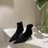 Botas Elásticas Bico Fino Salto Agulha Outono/Inverno 2026, Botas de Cano Médio Slim Celebridade da Internet, Botas de Salto Alto Fosco para o Dia a Dia e Trabalho para Mulheres