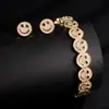 Europeu e Americano Mais Vendido Luxo Leve Rosto Sorridente Micro-Incustado com Diamante Moda Pulseira Aberta Anel Conjunto Temperamento Fashion Zircônia Versátil