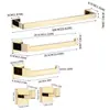 Rack de Armazenamento de Banheiro Popular Transfronteiriço em Aço Inoxidável Conjunto de Cinco Peças Suporte para Toalhas e Papel Higiênico Gancho Conjunto de Racks de Armazenamento Quadrados