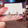 [Galvanoplastia de oro auténtico] Pendientes con hebilla de amor dulce y temperamento, pequeños y sencillos, exquisitos, de celebridades de internet de Corea del Sur.