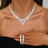 Moda Personalidade Diamante Completo Super Brilhante Colar Brincos de Franja Conjunto de Acessórios Acessórios para Vestido de Noiva
