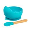 Venta de Fábrica Tazones y Cucharas para Bebé, Vajilla Infantil, Cucharas de Madera con Mango de Silicona para Niños, Tazones con Ventosa para Niños, Tazones para Comida de Bebé