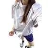 Camiseta fina unisex de manga corta de seda helada transpirable con sensación de frescor y diseño de retazos, protección solar para deportes al aire libre, bádminton, ciclismo