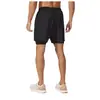 Pantalones cortos de running de doble capa para hombre con bolsillo de almacenamiento integrado, anti-exposición, secado rápido, transpirables, para entrenamiento de fitness