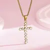 Collar de Cruz de Diamante Completo Ins Maswei Circonita Cadena para Clavícula Europea y Americana Rap Hip-Hop para Hombres y Mujeres Cadena Personalizada de Acero de Titanio