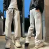 Pantalones Casuales para Hombre con Cintura Elástica, Diseño Ligeramente Holgado, Tendencia Americana, Moda Deportiva, Fresco, Elegante, Pierna Recta, Hoja Curva