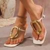 Sandalias de Tacón Alto Stiletto de Talla Grande Transfronterizas para Mujer Verano 2025 Sandalias Deslizables para Mujer con Hebilla Cuadrada Metálica Calzado para Exteriores Sandalias de Punta Cuadrada Abiertas