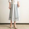 Traje retro Tang para mujer, hanfu estilo chino modificado, algodón y lino floral bordado, manga tres cuartos, ropa de té, conjunto de algodón y lino