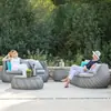 Sofá Duplo de Rattan para Exterior Nórdico Sala de Estar de Rattan Varanda Cadeira de Rattan Protetor Solar à Prova d'Água Pátio Mobiliário de Rattan para Lazer