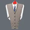Colete de malha para homens de meia-idade e idosos, roupa casual solta de costas abertas para idosos, suéter cardigã sem mangas para homens