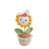 Conejo de Ganchillo Hecho a Mano, Planta en Maceta de Girasol, Bonsái de Flor Artificial Tejido con Hilo, Decoración de Escritorio, Regalo para Casa Nueva al por Mayor