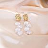 Pendientes de perlas barrocas plisadas con aguja de plata, pendientes elegantes y modernos de moda coreana, pendientes con borlas elegantes y ligeros de lujo.