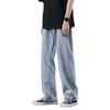 Jeans de cor clara Calças retas masculinas soltas e modernas para todos os jogos estilo coreano Calças de pais retrô retrô