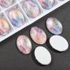 Brincos de joia com acessórios de diamante plano pintado em formato de Dan redondo 13*18mm pingente de diamante de vidro ovo de pombo diamante liso