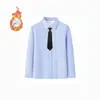 Camisa Branca Forrada com Fleece para Meninos, Fabricante com Estoque, Roupa de Performance Branca Espessa para Meninas Outono e Inverno, Camisa Térmica Infantil