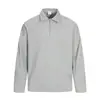 Camisa Polo para Hombre de Primavera y Otoño Estilo Callejero Americano Versátil Color Sólido Simple Media Cremallera Cuello de Solapa Manga Larga Camiseta Casual