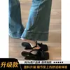 Sandalias de cuña estilo francés con punta cuadrada y lazo para mujer, nuevo modelo de verano 2025, estilo de hada, adecuadas para combinar con vestidos, con una sola tira y tacón alto, para uso en exteriores