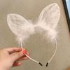 Diadema de Encaje de Plumas Bedmu con Orejas de Gato y Pelo Fino, Celebridad de Internet, Atrezo Sexy para Fiesta y Actuación, Diadema, Accesorios para el Cabello, Tocado