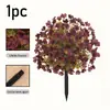 Decoração de Pátio Externo Bola de Flores Inserida no Chão Violeta Simulação Vaso de Flores Simulado Enfeites de Plantas Arranjo de Vegetação de Jardim