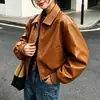 Chaqueta Corta de Cuello Alto Casual Estilo Coreano Nuevo de Cuero PU para Mujer, Juvenil, Versátil, Adelgazante, Corte Holgado, Top de Moda, Primavera y Otoño 2026