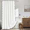 Cortinas de Chuveiro de Cor Sólida de Linho Sintético com Borda Ondulada Preta, Cortinas Impermeáveis para Banheiro e Cortinas Divisórias de Banheiro - Modelos Transfronteiriços Novos Cuidadosamente Selecionados