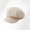 Sombrero de moda coreano para mujer de otoño e invierno, circunferencia de cabeza grande, adelgazante de cara, gorra de pico de pato, boina retro británica de rayas finas