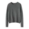 Suéter de Punto Cálido para Mujer, Cuello Redondo, Color Sólido, Estilo Casual Urbano Elegante para Commuter, Otoño e Invierno, Nueva Camiseta Básica