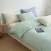 Juego de Ropa de Cama Minimalista a Rayas Estilo Japonés, 100% Algodón Lavado, Cuatro Piezas, Todas las Estaciones, Agradable al Tacto, Transpirable, para Camas Individuales y Dobles