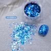 Internet celebridade manicure Coreia do Sul grandes lantejoulas jóias sereia Ji champanhe azul escuro grama verde glitter colorido brilhante gradiente unha