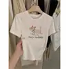 Camiseta de Manga Corta para Mujer Estilo Nuevo 2026 con Acabado Cepillado, Top Versátil de Moda Americana para Primavera y Verano, Camiseta Base Engrosada