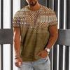 Camiseta de Manga Corta con Estampado 3D de Estilo Étnico Retro Europeo y Americano 2024 para Hombre, Nueva Primavera y Verano, Cuello Redondo Ojo de Horus