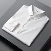 Camisa de Hombre de Seda de Hielo Sin Costuras de Manga Larga, Gama Alta, Sin Arrugas, de Negocios, Corte Ajustado, Moderna, con Caída, Color Sólido, Camisa Individual, Talla Grande