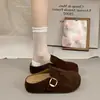 Mules cerrados para mujer 2026 otoño nuevo estilo vintage con hebilla de cinturón, slip-on mules de suela gruesa que aumentan la altura