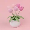Planta en maceta de tulipán artificial de punto de lana transfronterizo, hecha a mano con ganchillo, decoración de escritorio, regalo del Día de San Valentín, flor