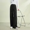 Pantalones de Pierna Ancha para Mujer Zhengzhou Moda Retro Estilo Old Money Patchwork Pantalones Casuales para Mujer Primavera Nuevo Retro Sueltos Versátiles