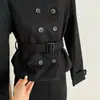 Recuperação econômica Conjunto de lã vintage, versátil casaco de lã de abotoamento duplo, saia e saia curta da Ye Hong Apparel, algodão
