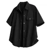 Camisa de Manga Corta Tallas Grandes 80-280 para Hombre Verano Color Sólido Cuello Solapa Bolsillo Casual Estilo Ligeramente Maduro Camisa Ropa de Hombre